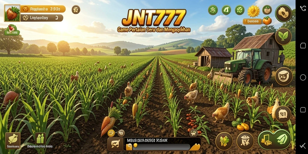 Gameplay JNT777 yang menampilkan aktivitas pertanian yang seru.