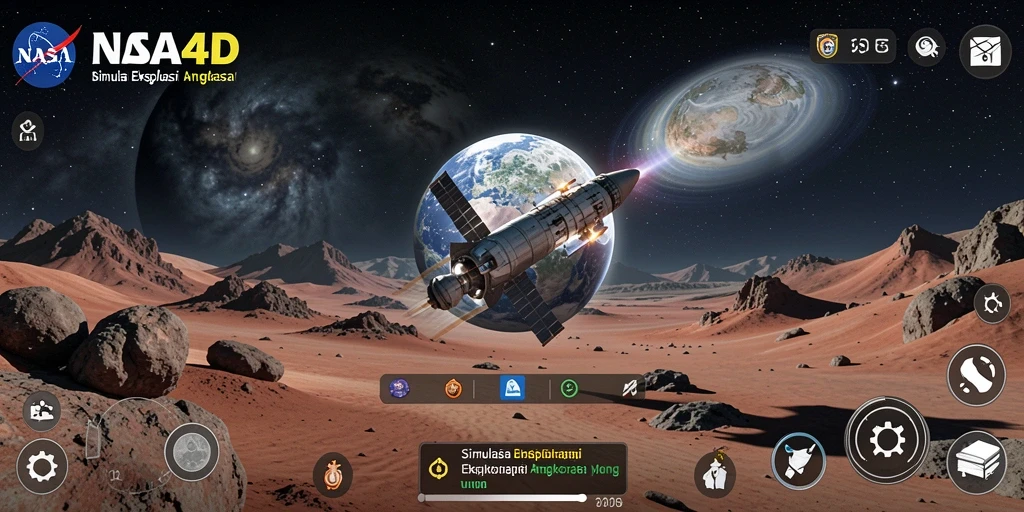 Tampilan gameplay NASA4D yang menampilkan eksplorasi ruang angkasa.
