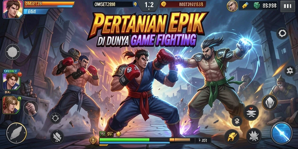 Screenshot dari gameplay OMSET288 yang menunjukkan pertarungan yang intens.