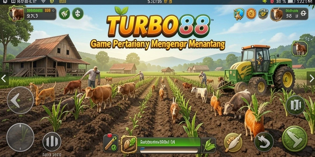 Tampilan gameplay menarik di dalam <strong>TURBO88</strong> dengan aktivitas bertani yang seru.